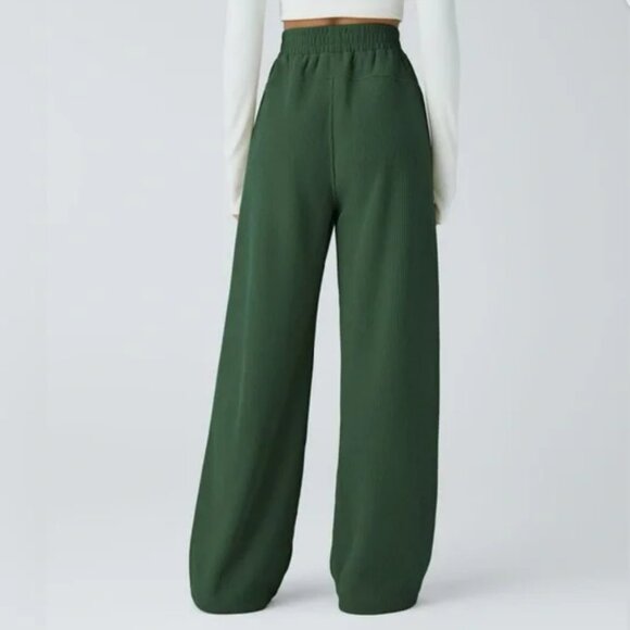Halara High Waisted Straight Leg Mop Corduroy Casual Green Women's Pants Large - Picture 13 of 13